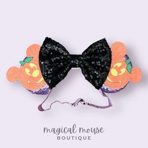 Jack-o'-Lantern Elastic Mickey Ears | Disney-Inspired Adjustable Halloween Ears